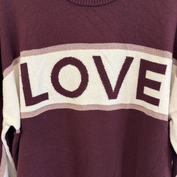 Spiritual Gangster Love Block Party Sweater Womens Size Large Red Rose Gold - Picture 4 of 5